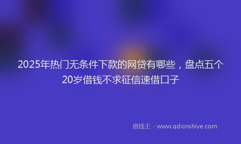 2025年热门无条件下款的网贷有哪些，盘点五个20岁借钱不求征信速借口子