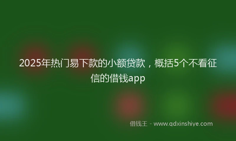 2025年热门易下款的小额贷款，概括5个不看征信的借钱app