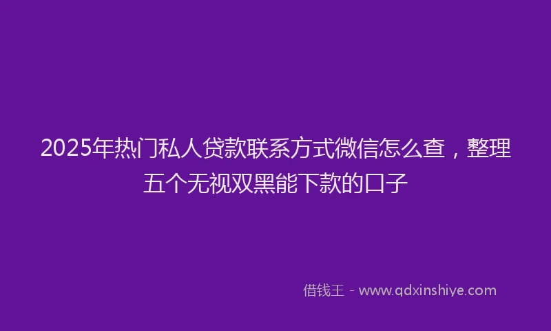2025年热门私人贷款联系方式微信怎么查，整理五个无视双黑能下款的口子
