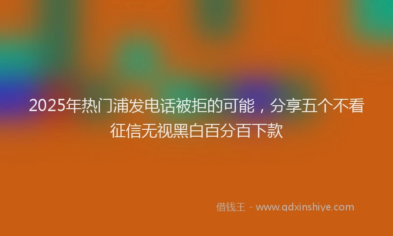 2025年热门浦发电话被拒的可能，分享五个不看征信无视黑白百分百下款