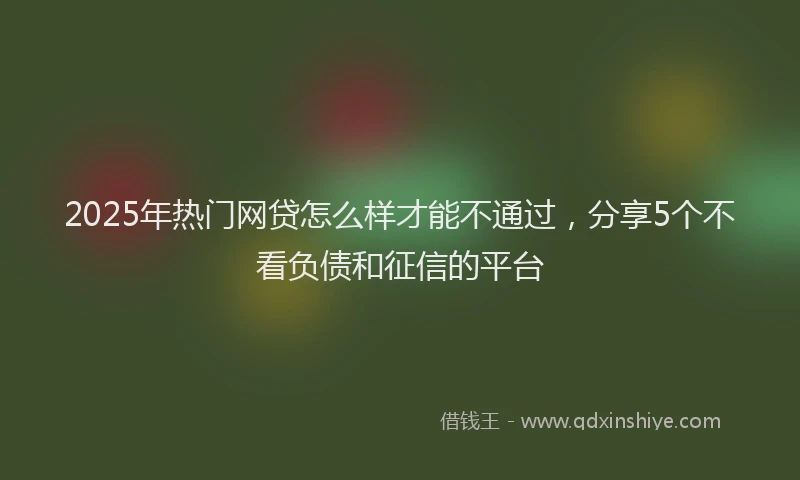 2025年热门网贷怎么样才能不通过，分享5个不看负债和征信的平台