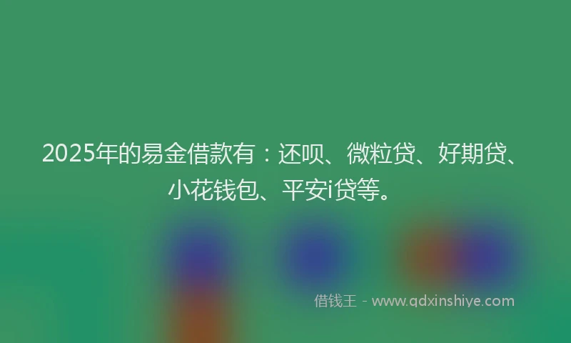 2025年的易金借款有：还呗、微粒贷、好期贷、小花钱包、平安i贷等。