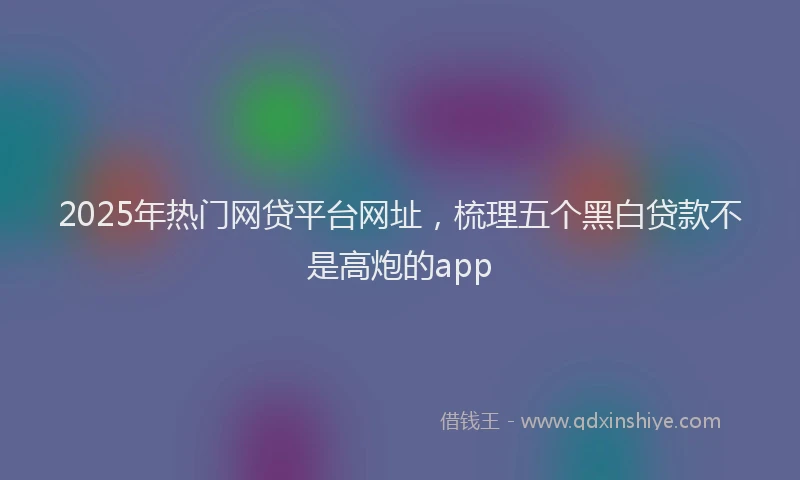 2025年热门网贷平台网址，梳理五个黑白贷款不是高炮的app