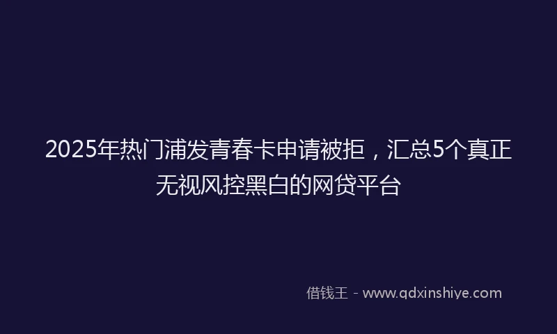 2025年热门浦发青春卡申请被拒，汇总5个真正无视风控黑白的网贷平台