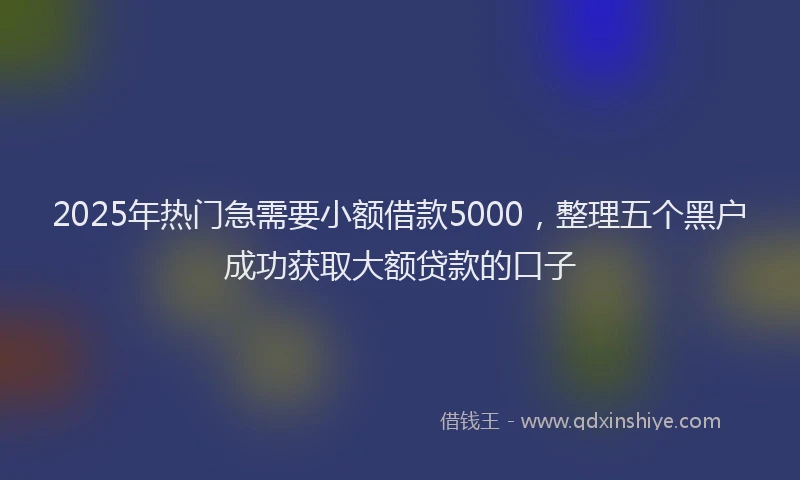 2025年热门急需要小额借款5000，整理五个黑户成功获取大额贷款的口子