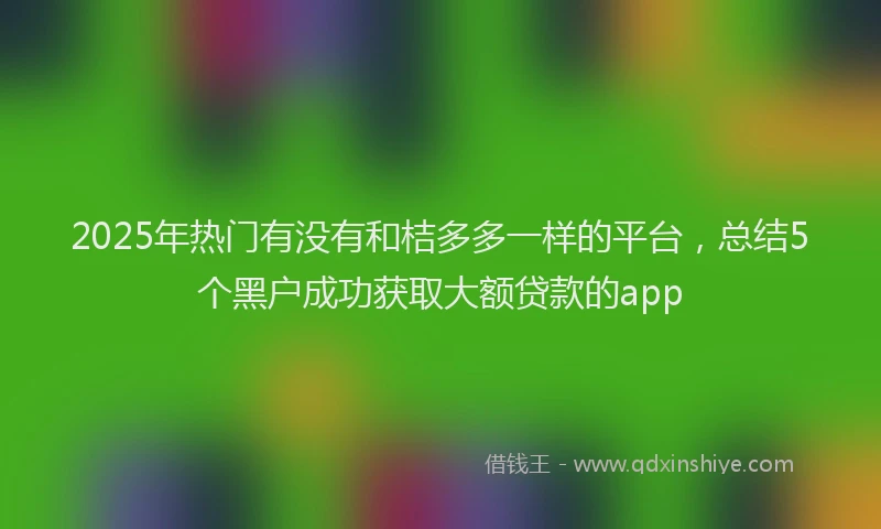 2025年热门有没有和桔多多一样的平台，总结5个黑户成功获取大额贷款的app