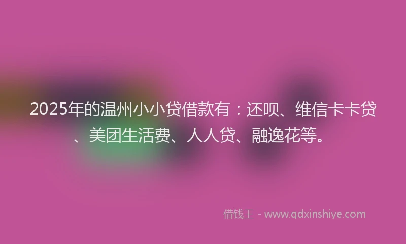 2025年的温州小小贷借款有：还呗、维信卡卡贷、美团生活费、人人贷、融逸花等。