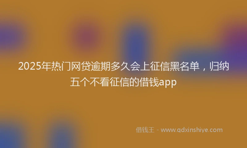 2025年热门网贷逾期多久会上征信黑名单，归纳五个不看征信的借钱app