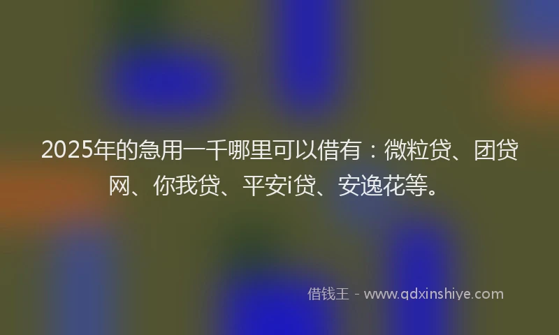2025年的急用一千哪里可以借有：微粒贷、团贷网、你我贷、平安i贷、安逸花等。