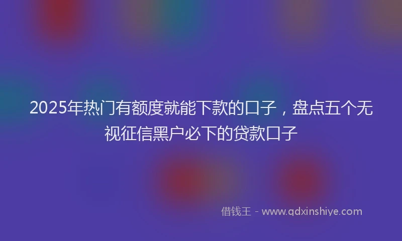 2025年热门有额度就能下款的口子，盘点五个无视征信黑户必下的贷款口子