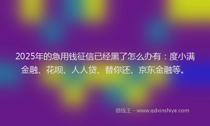 2025年的急用钱征信已经黑了怎么办有：度小满金融、花呗、人人贷、替你还、京东金融等。