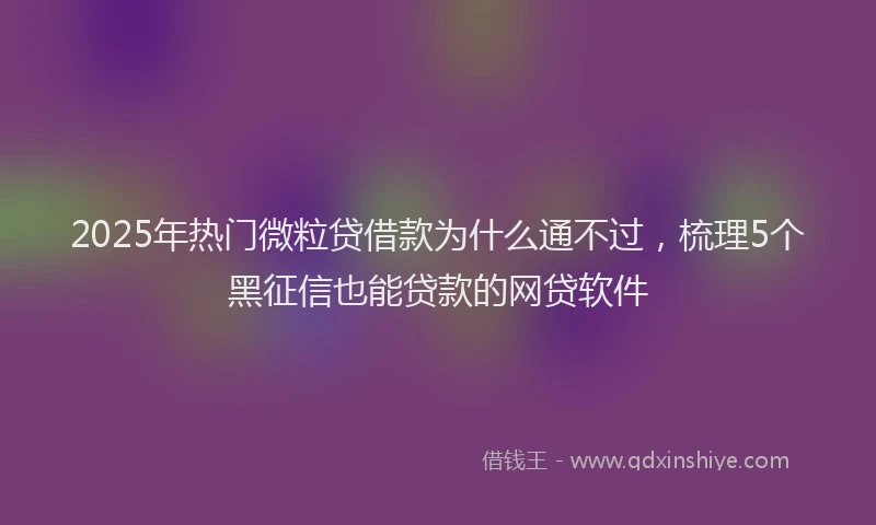 2025年热门微粒贷借款为什么通不过，梳理5个黑征信也能贷款的网贷软件