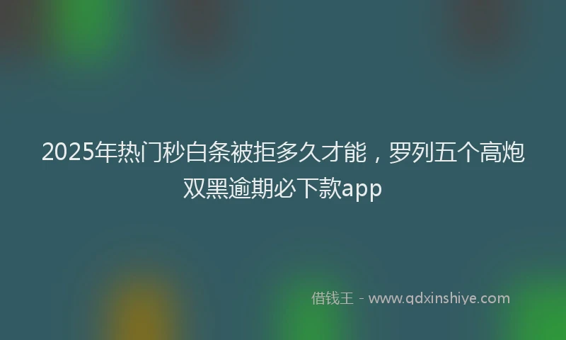 2025年热门秒白条被拒多久才能，罗列五个高炮双黑逾期必下款app