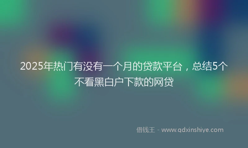 2025年热门有没有一个月的贷款平台，总结5个不看黑白户下款的网贷