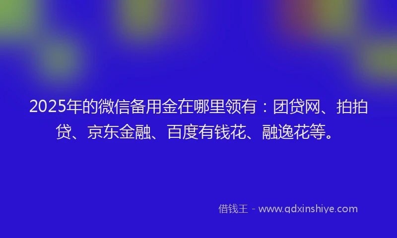 2025年的微信备用金在哪里领有：团贷网、拍拍贷、京东金融、百度有钱花、融逸花等。