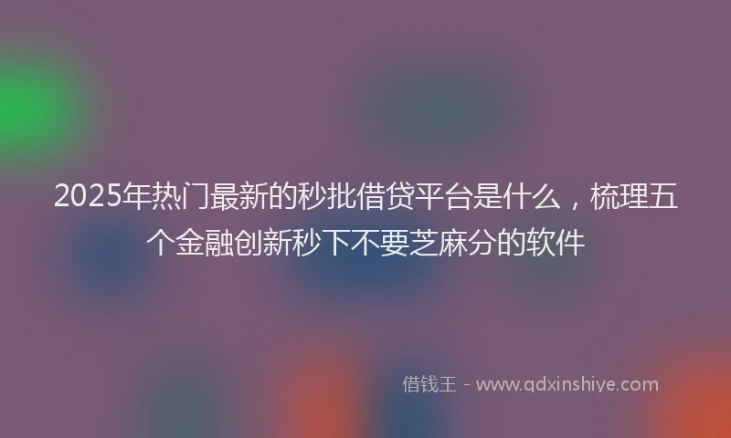 2025年热门最新的秒批借贷平台是什么，梳理五个金融创新秒下不要芝麻分的软件