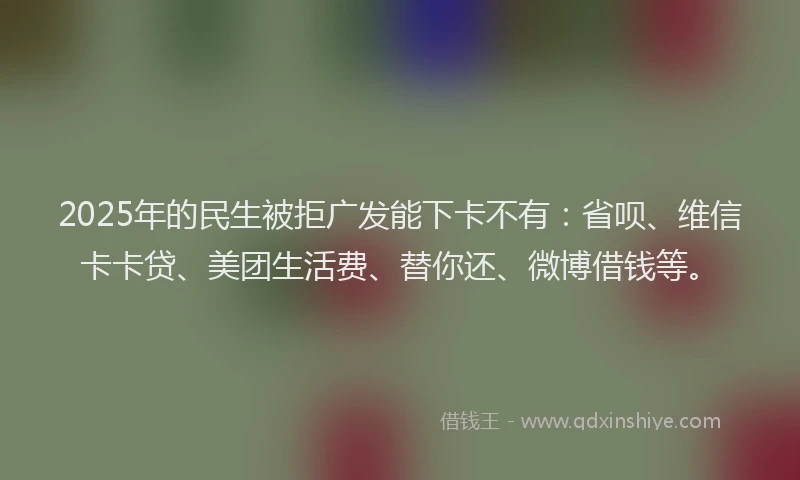 2025年的民生被拒广发能下卡不有：省呗、维信卡卡贷、美团生活费、替你还、微博借钱等。