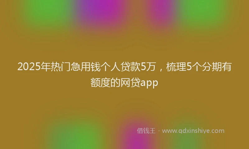 2025年热门急用钱个人贷款5万，梳理5个分期有额度的网贷app