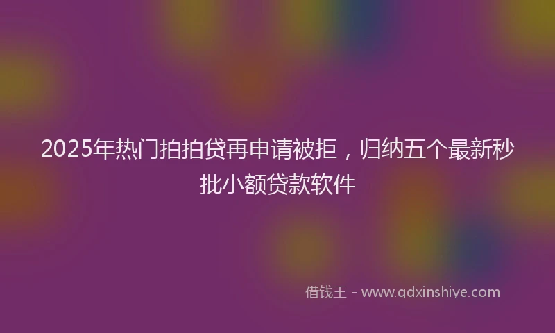 2025年热门拍拍贷再申请被拒，归纳五个最新秒批小额贷款软件