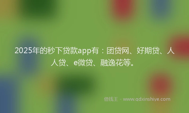 2025年的秒下贷款app有：团贷网、好期贷、人人贷、e微贷、融逸花等。