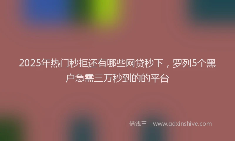 2025年热门秒拒还有哪些网贷秒下，罗列5个黑户急需三万秒到的的平台