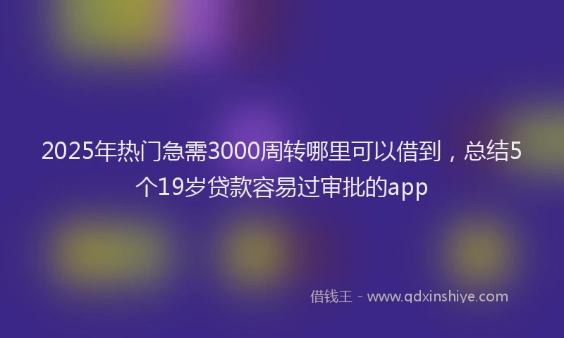 2025年热门急需3000周转哪里可以借到，总结5个19岁贷款容易过审批的app