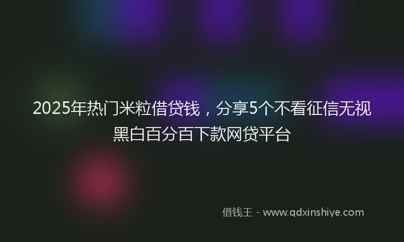 2025年热门米粒借贷钱，分享5个不看征信无视黑白百分百下款网贷平台