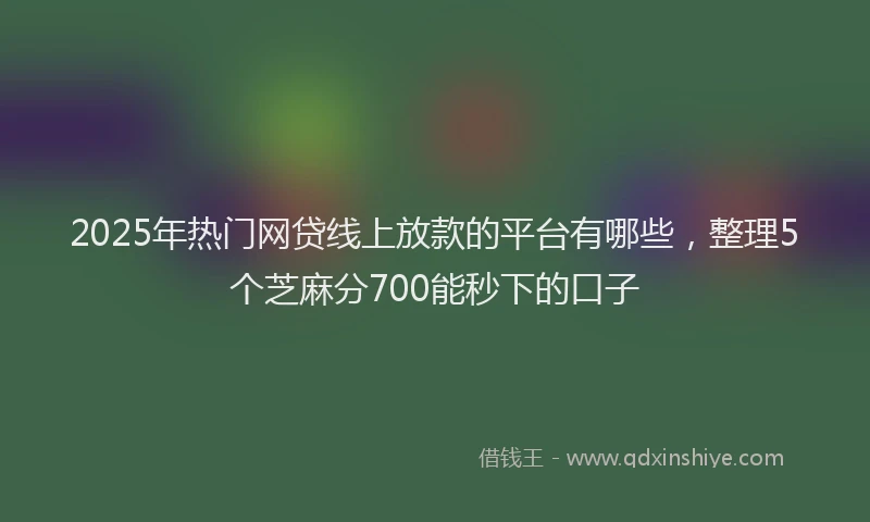 2025年热门网贷线上放款的平台有哪些，整理5个芝麻分700能秒下的口子