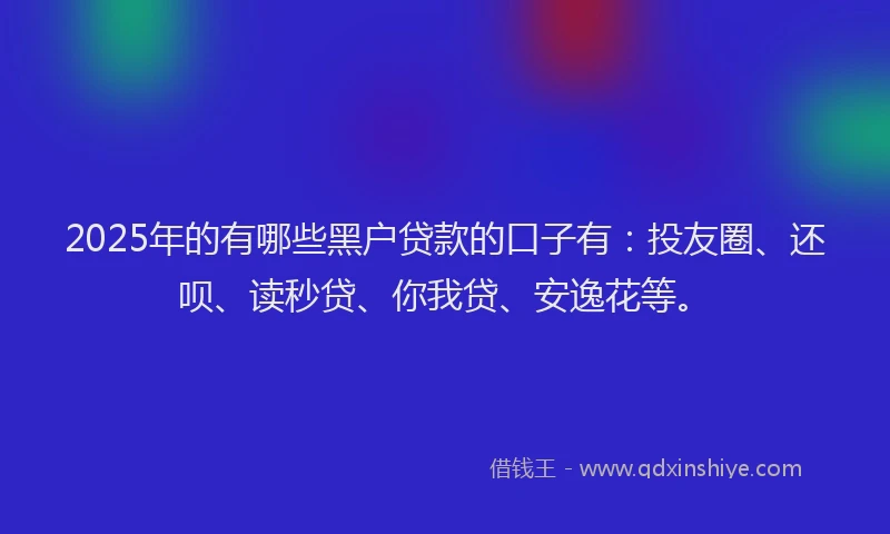 2025年的有哪些黑户贷款的口子有：投友圈、还呗、读秒贷、你我贷、安逸花等。