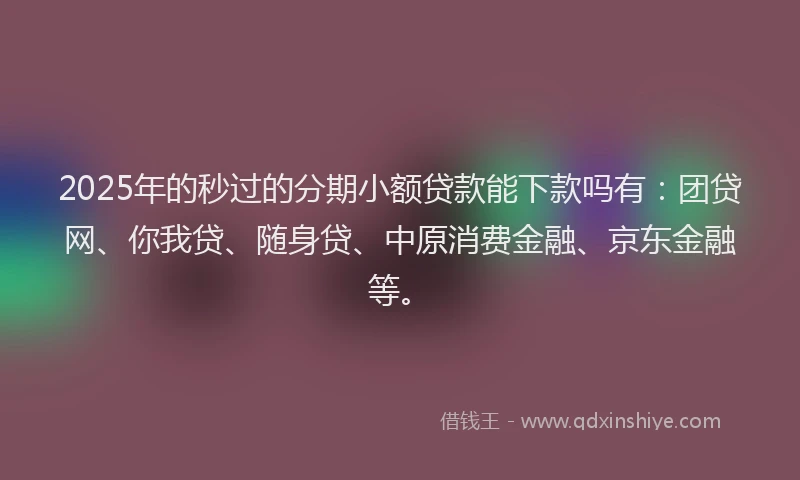 2025年的秒过的分期小额贷款能下款吗有：团贷网、你我贷、随身贷、中原消费金融、京东金融等。