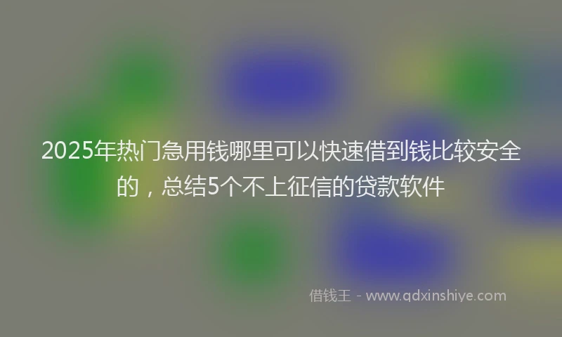 2025年热门急用钱哪里可以快速借到钱比较安全的，总结5个不上征信的贷款软件