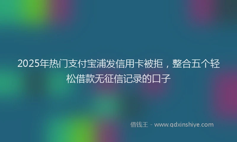 2025年热门支付宝浦发信用卡被拒，整合五个轻松借款无征信记录的口子