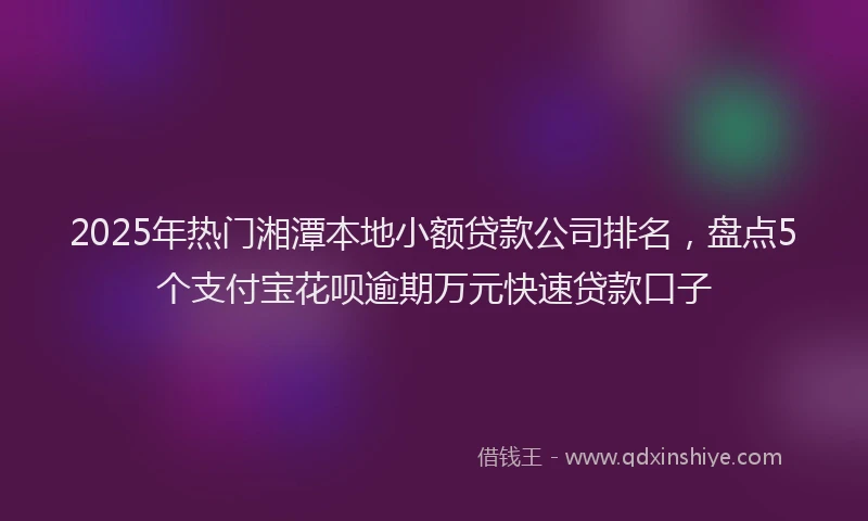 2025年热门湘潭本地小额贷款公司排名，盘点5个支付宝花呗逾期万元快速贷款口子