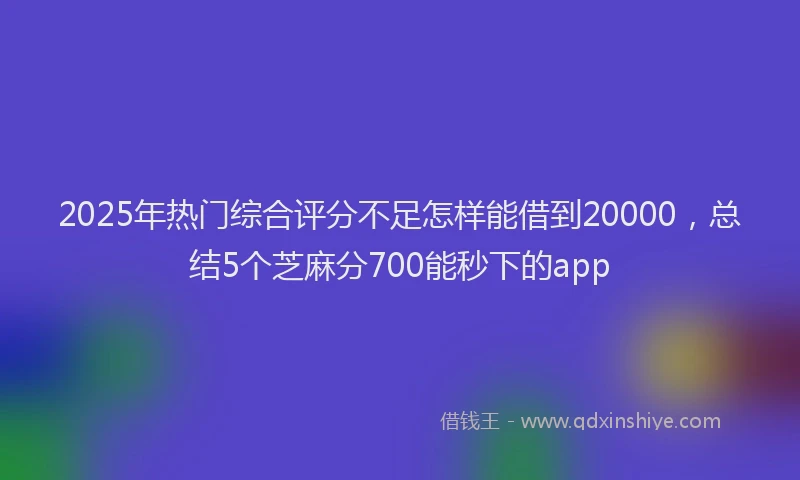 2025年热门综合评分不足怎样能借到20000，总结5个芝麻分700能秒下的app