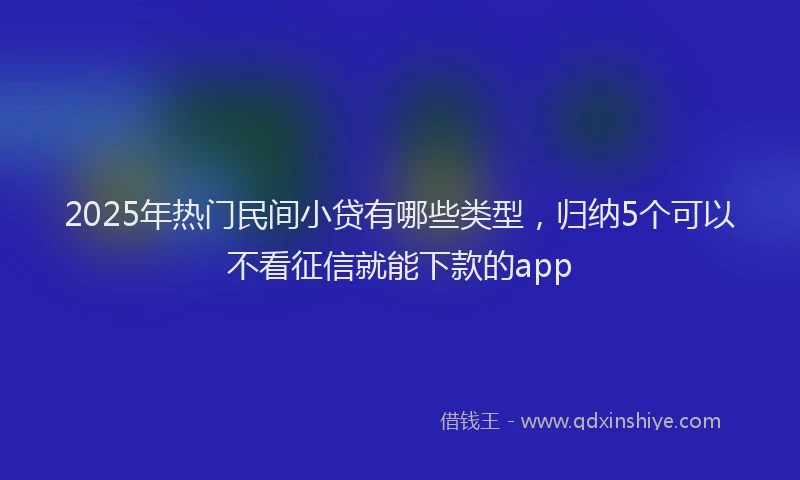 2025年热门民间小贷有哪些类型，归纳5个可以不看征信就能下款的app