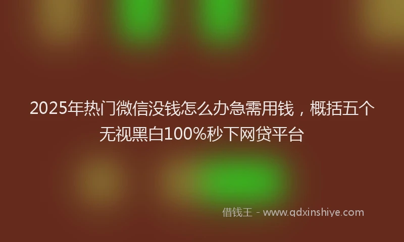 2025年热门微信没钱怎么办急需用钱，概括五个无视黑白100%秒下网贷平台
