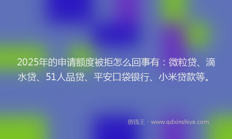 2025年的申请额度被拒怎么回事有：微粒贷、滴水贷、51人品贷、平安口袋银行、小米贷款等。