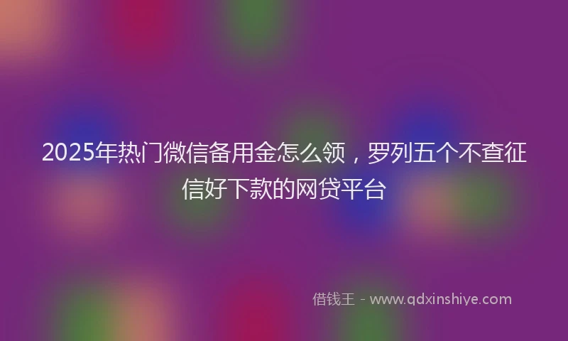 2025年热门微信备用金怎么领，罗列五个不查征信好下款的网贷平台