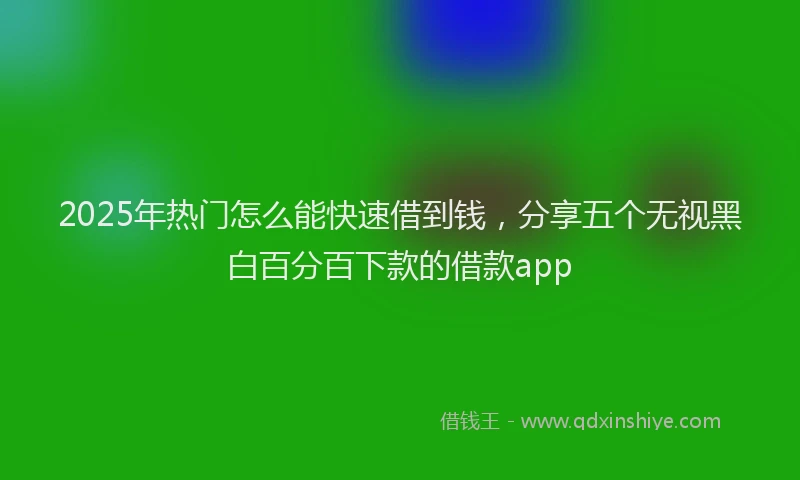 2025年热门怎么能快速借到钱，分享五个无视黑白百分百下款的借款app