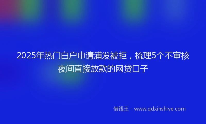 2025年热门白户申请浦发被拒，梳理5个不审核夜间直接放款的网贷口子