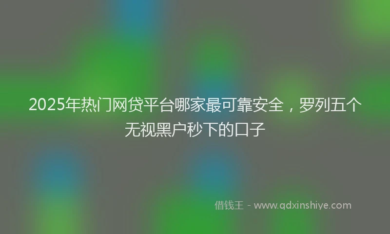 2025年热门网贷平台哪家最可靠安全，罗列五个无视黑户秒下的口子