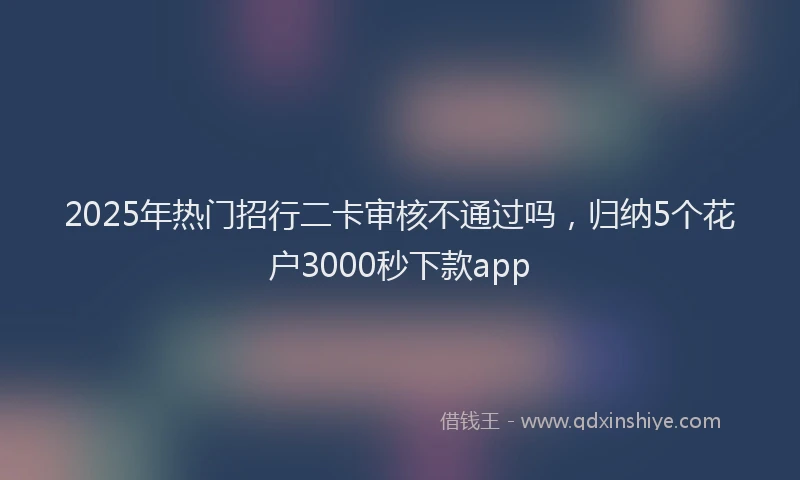 2025年热门招行二卡审核不通过吗，归纳5个花户3000秒下款app