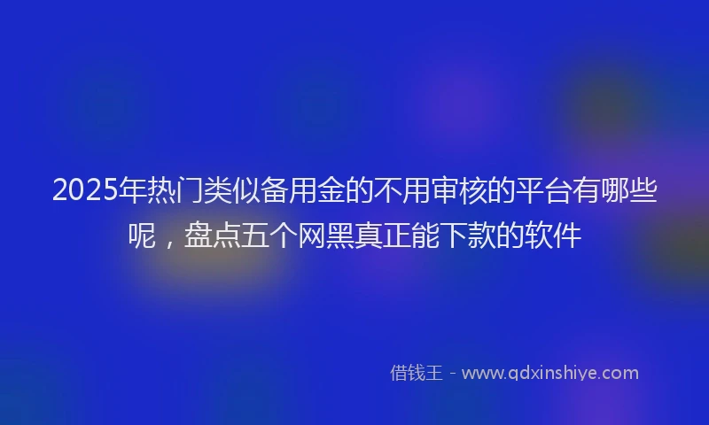 2025年热门类似备用金的不用审核的平台有哪些呢，盘点五个网黑真正能下款的软件