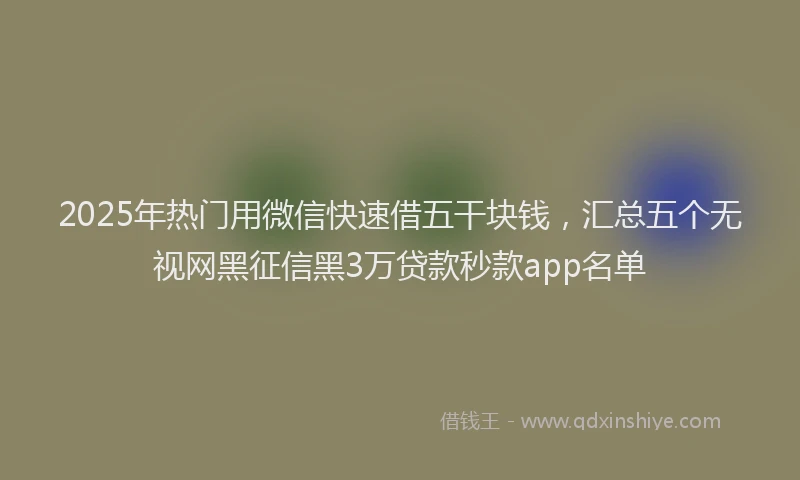 2025年热门用微信快速借五干块钱，汇总五个无视网黑征信黑3万贷款秒款app名单