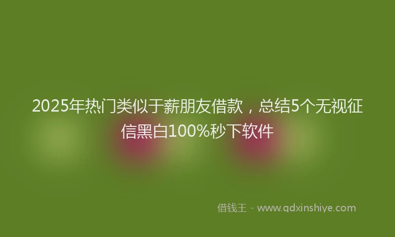 2025年热门类似于薪朋友借款，总结5个无视征信黑白100%秒下软件