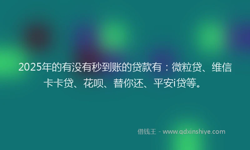 2025年的有没有秒到账的贷款有：微粒贷、维信卡卡贷、花呗、替你还、平安i贷等。