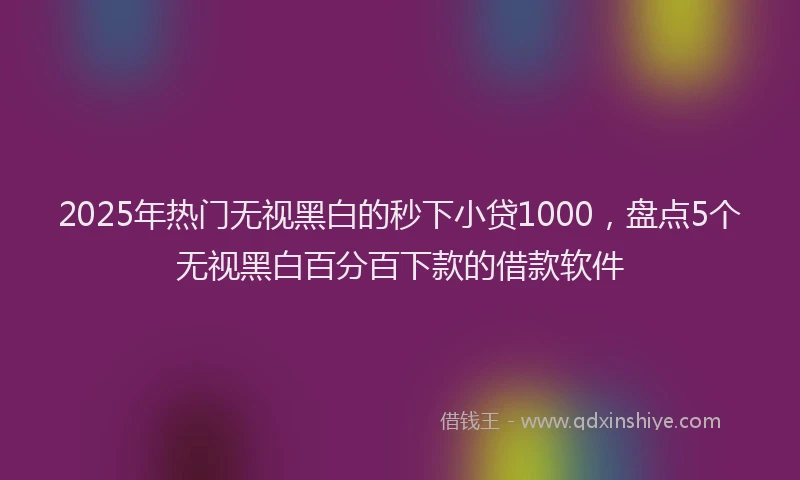 2025年热门无视黑白的秒下小贷1000，盘点5个无视黑白百分百下款的借款软件