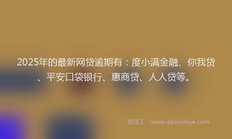 2025年的最新网贷逾期有：度小满金融、你我贷、平安口袋银行、惠商贷、人人贷等。