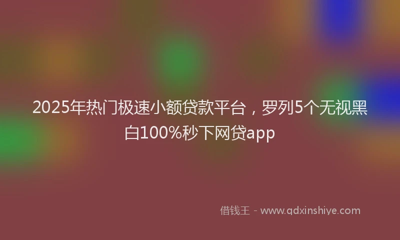 2025年热门极速小额贷款平台，罗列5个无视黑白100%秒下网贷app
