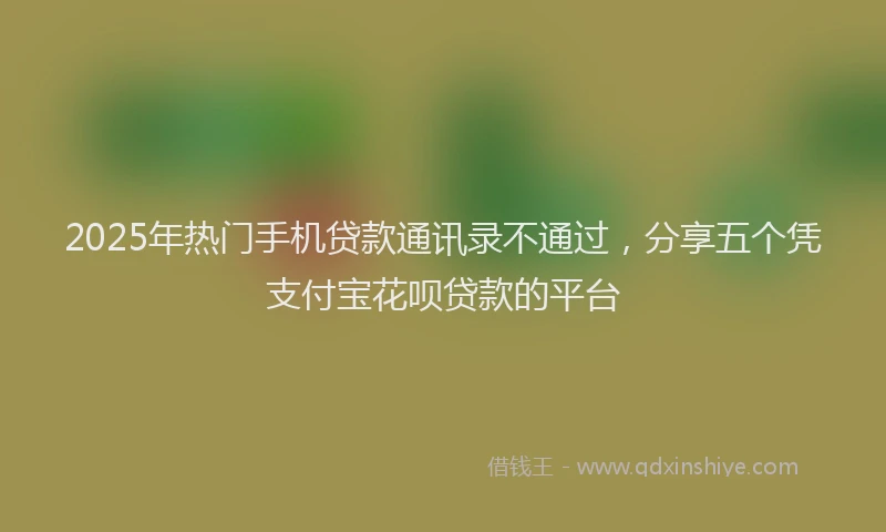 2025年热门手机贷款通讯录不通过，分享五个凭支付宝花呗贷款的平台